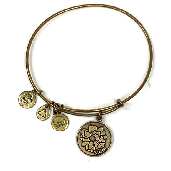 Alex and Ani Mom Charm Bracelet Gold Finish - Expands 2"- 3.5" - Picture 1 of 2